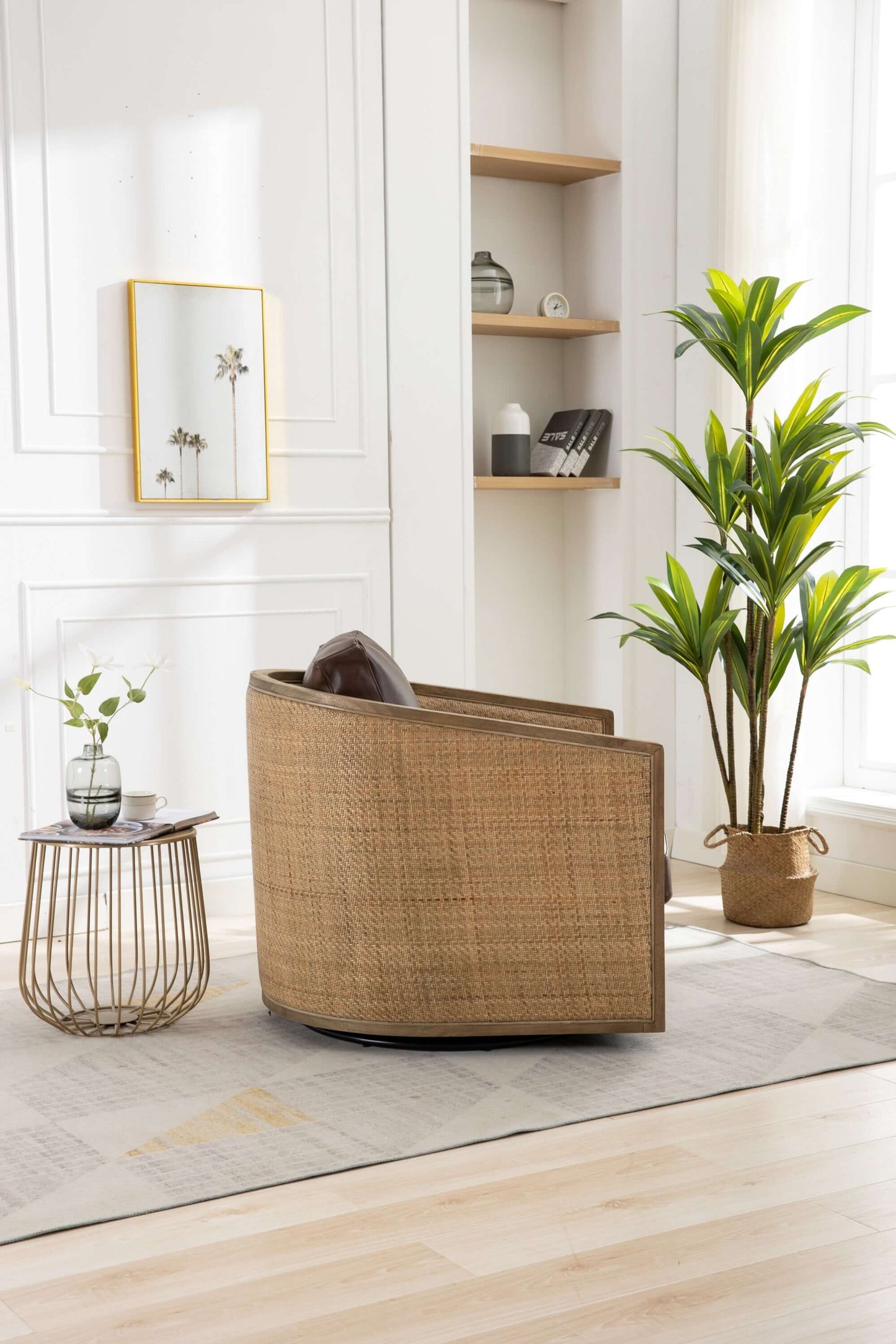 COOLMORE Swivel Barrel Chair, Comfy Round Accent Sofa Chair for Living Room, 360 Degree Swivel Barrel Club Chair, Leisure Arm Chair for Nursery, Hotel, Bedroom, Office, Lounge