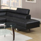 Black Color Sectional Living Room Furniture Faux Leather Adjustable Headrest Right Facing Chaise & Left Facing Sofa