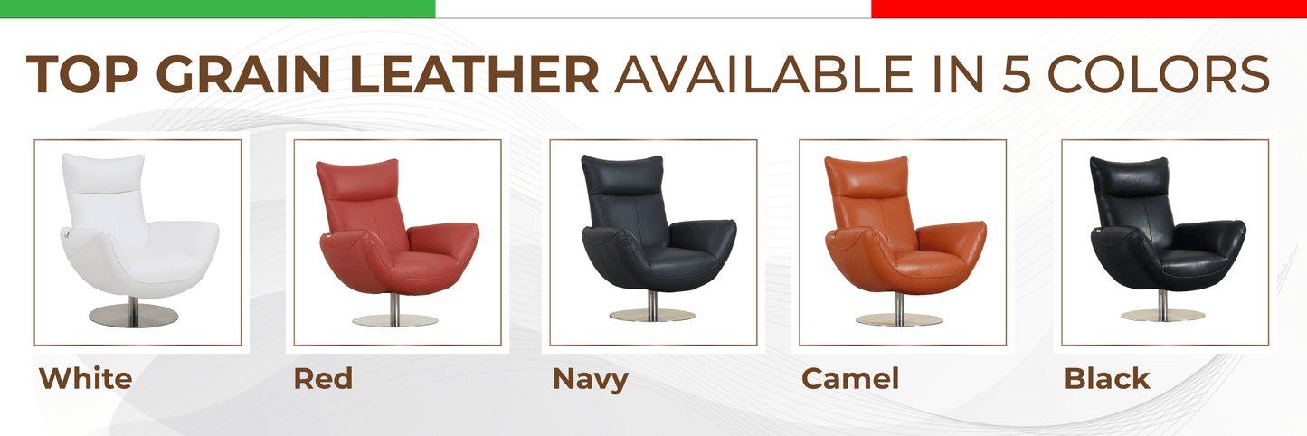 Global United 22" Modern Genuine Italian Leather Lounge Chair