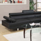 Black Color Sectional Living Room Furniture Faux Leather Adjustable Headrest Right Facing Chaise & Left Facing Sofa