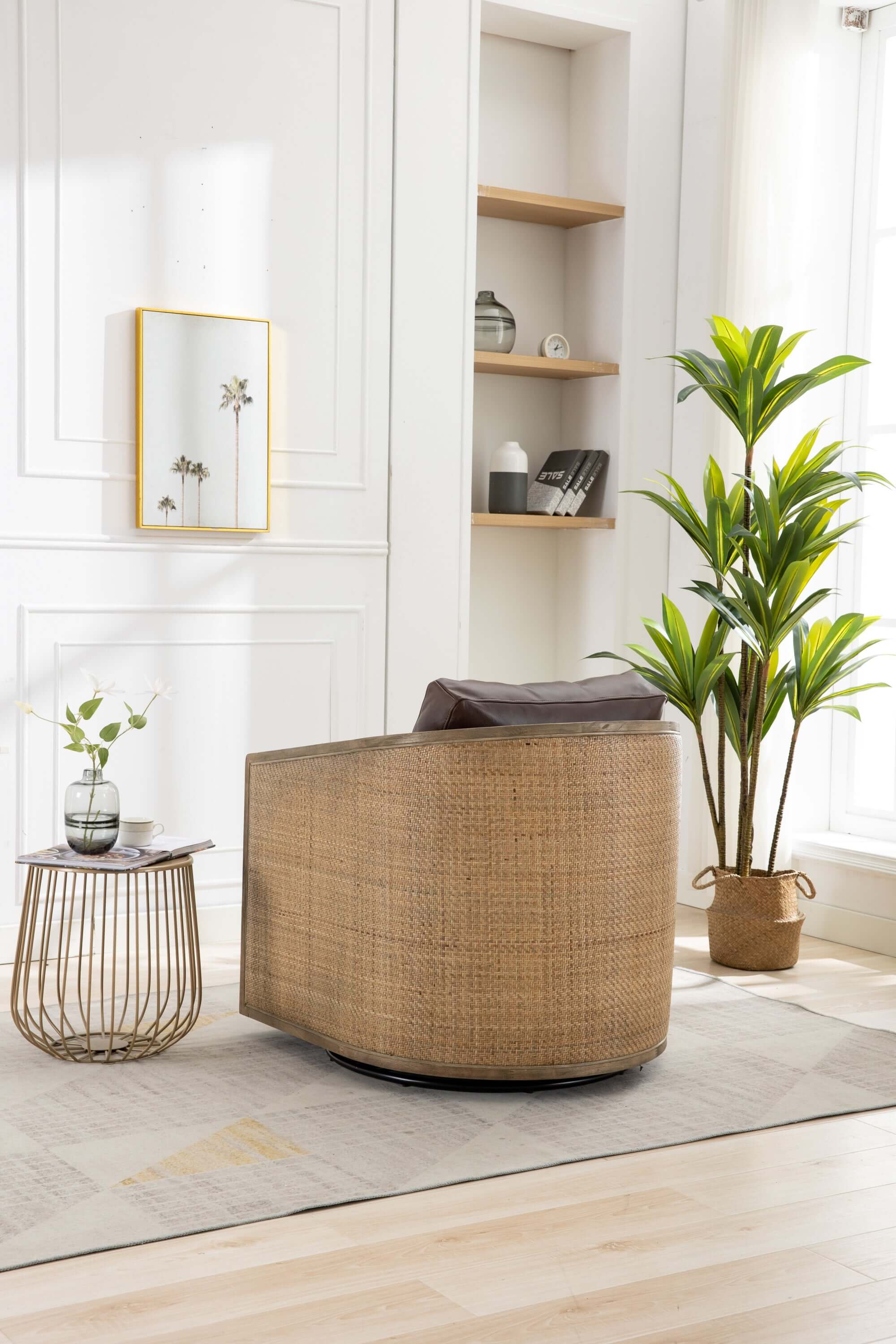 COOLMORE Swivel Barrel Chair, Comfy Round Accent Sofa Chair for Living Room, 360 Degree Swivel Barrel Club Chair, Leisure Arm Chair for Nursery, Hotel, Bedroom, Office, Lounge