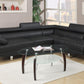 Black Color Sectional Living Room Furniture Faux Leather Adjustable Headrest Right Facing Chaise & Left Facing Sofa