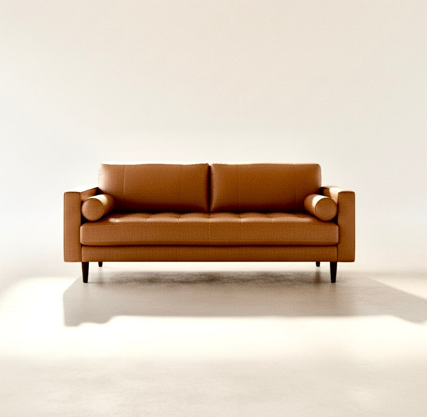 THE VINCENT MID-CENTURY TUFTED LEATHER SOFA