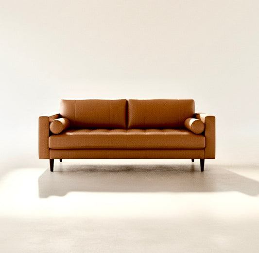 THE VINCENT MID-CENTURY TUFTED LEATHER SOFA