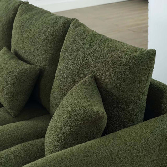 [video]MH 82" Premium Teddy fabric Sofa with 3 Back Pillows and 3 back Cushions Solid Wood Frame 3-Seater Sofa, Oversized Upholstered Chair for Living Room, Bedroom, Apartment and Office