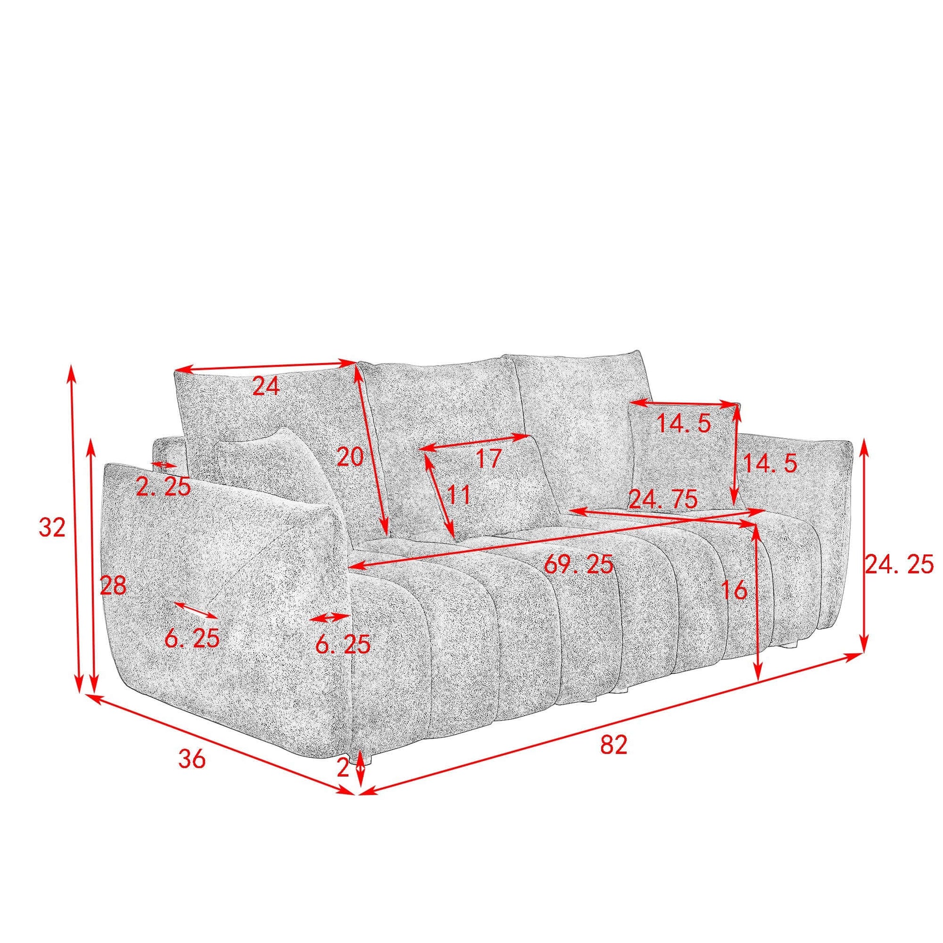 [video]MH 82" Premium Teddy fabric Sofa with 3 Back Pillows and 3 back Cushions Solid Wood Frame 3-Seater Sofa, Oversized Upholstered Chair for Living Room, Bedroom, Apartment and Office