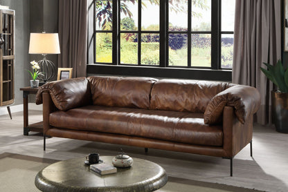 THE JARON MACHO TOP GRAIN LEATHER SOFA
