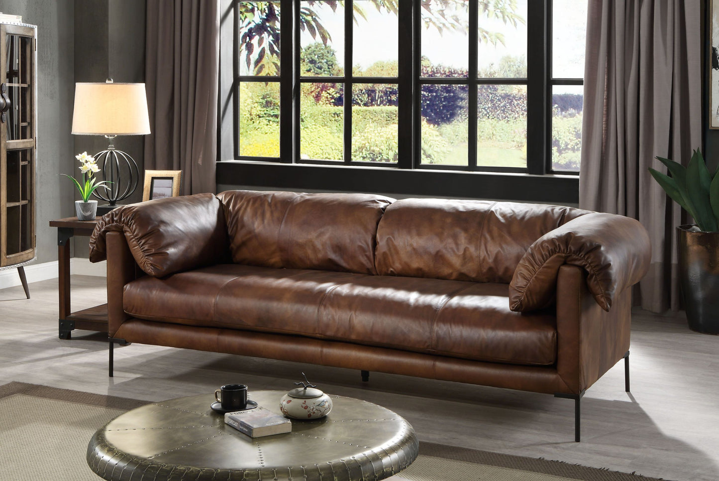 THE JARON MACHO TOP GRAIN LEATHER SOFA