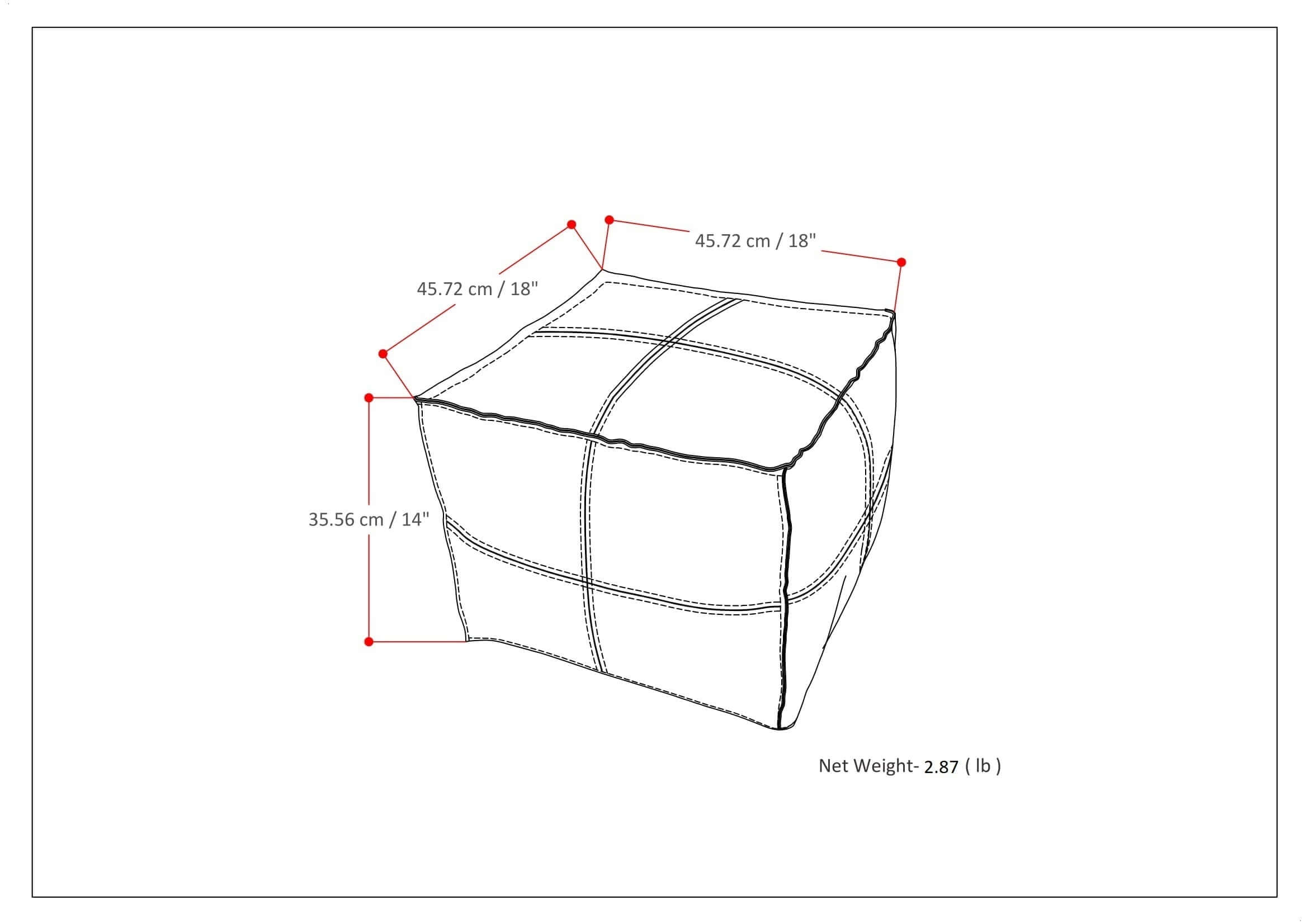 Brody - Square Pouf - Distressed Dark Brown