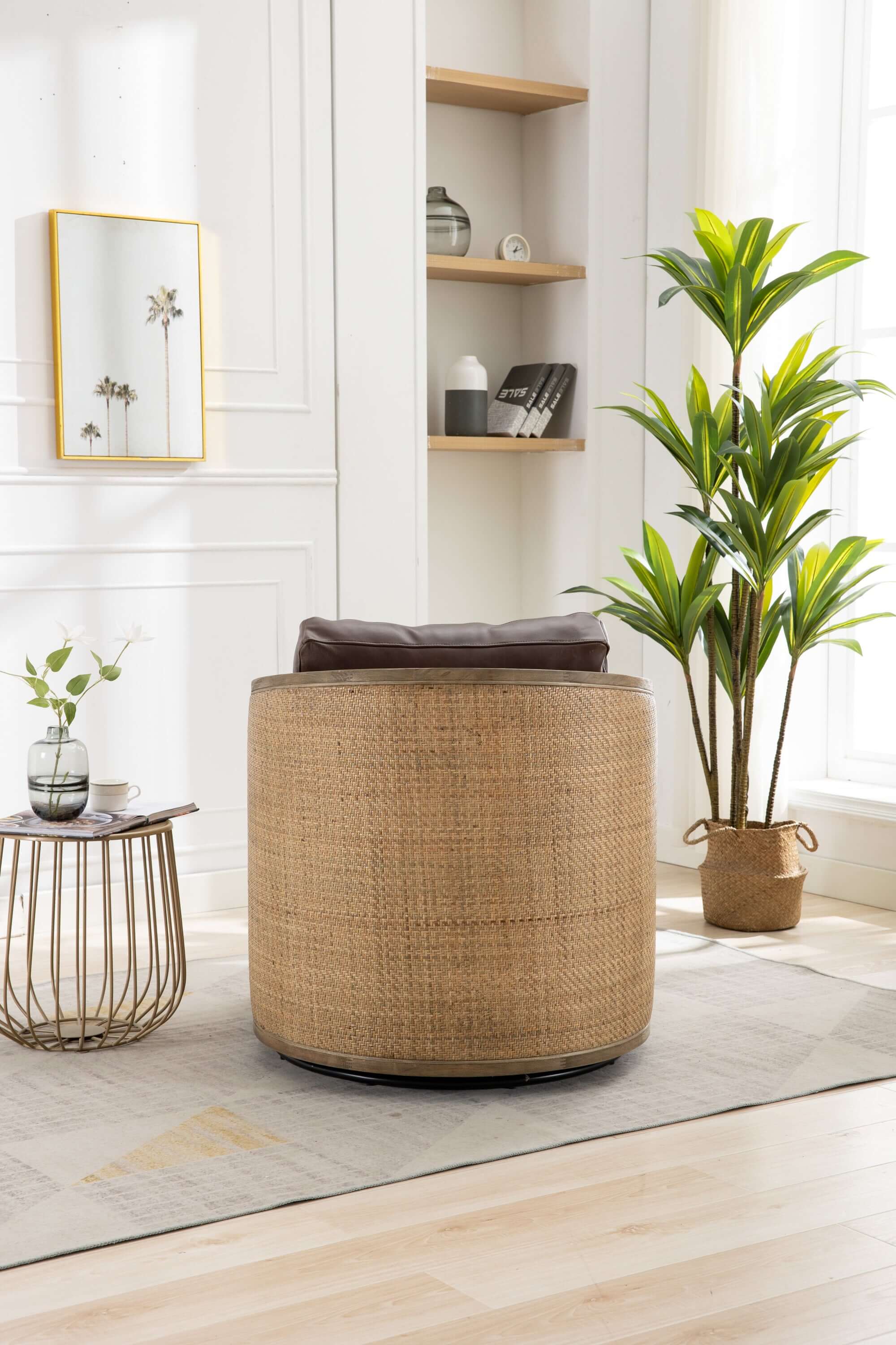 COOLMORE Swivel Barrel Chair, Comfy Round Accent Sofa Chair for Living Room, 360 Degree Swivel Barrel Club Chair, Leisure Arm Chair for Nursery, Hotel, Bedroom, Office, Lounge