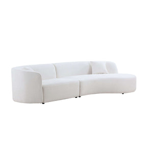 Luxury Modern Style Living Room Upholstery Curved Sofa with Chaise 2-Piece Set, Right Hand Facing Sectional, Boucle Couch, White