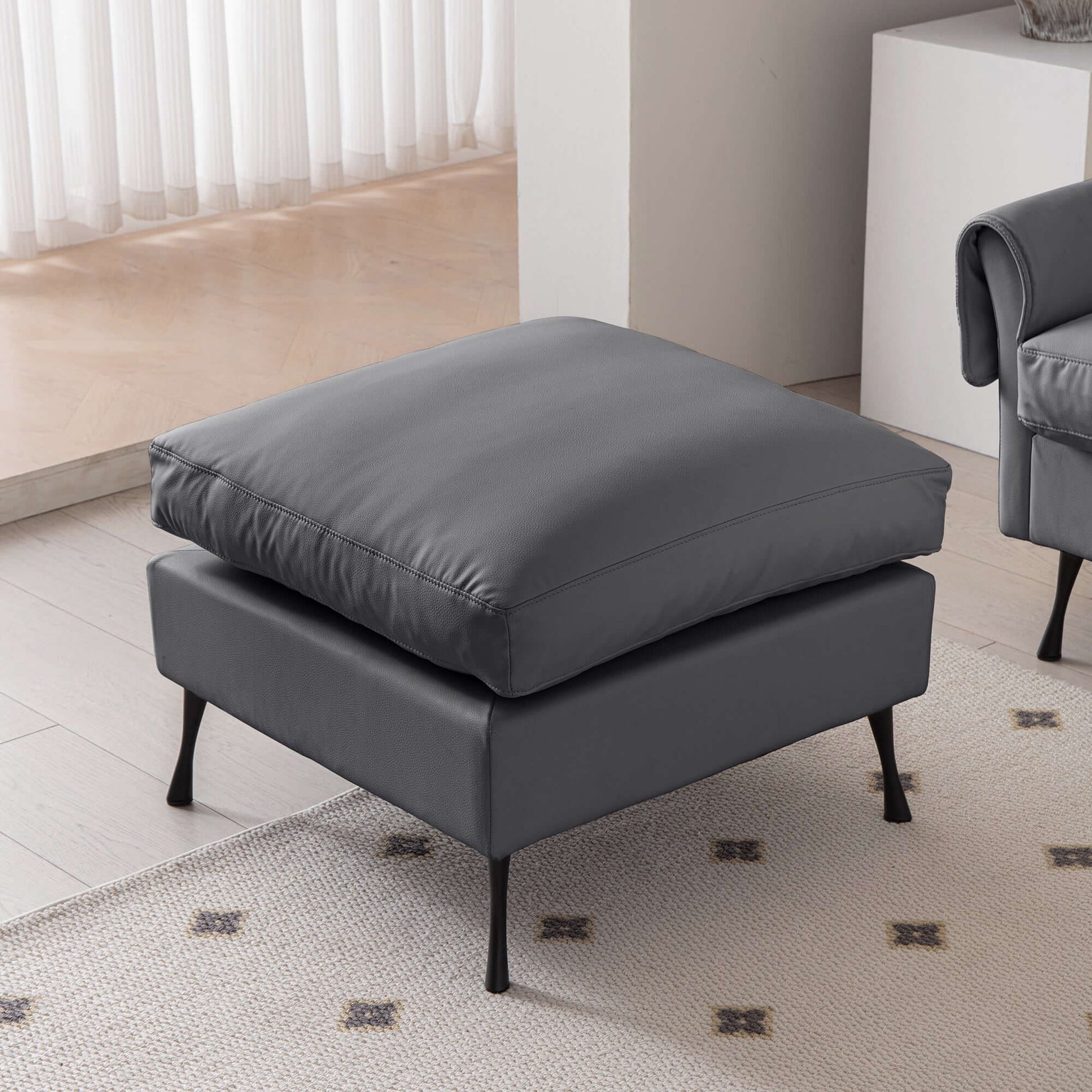 [VIDEO] provided]104.5"Modern Sectional Technical leather L-Shaped Sofa Couch with Convertible Ottoman
