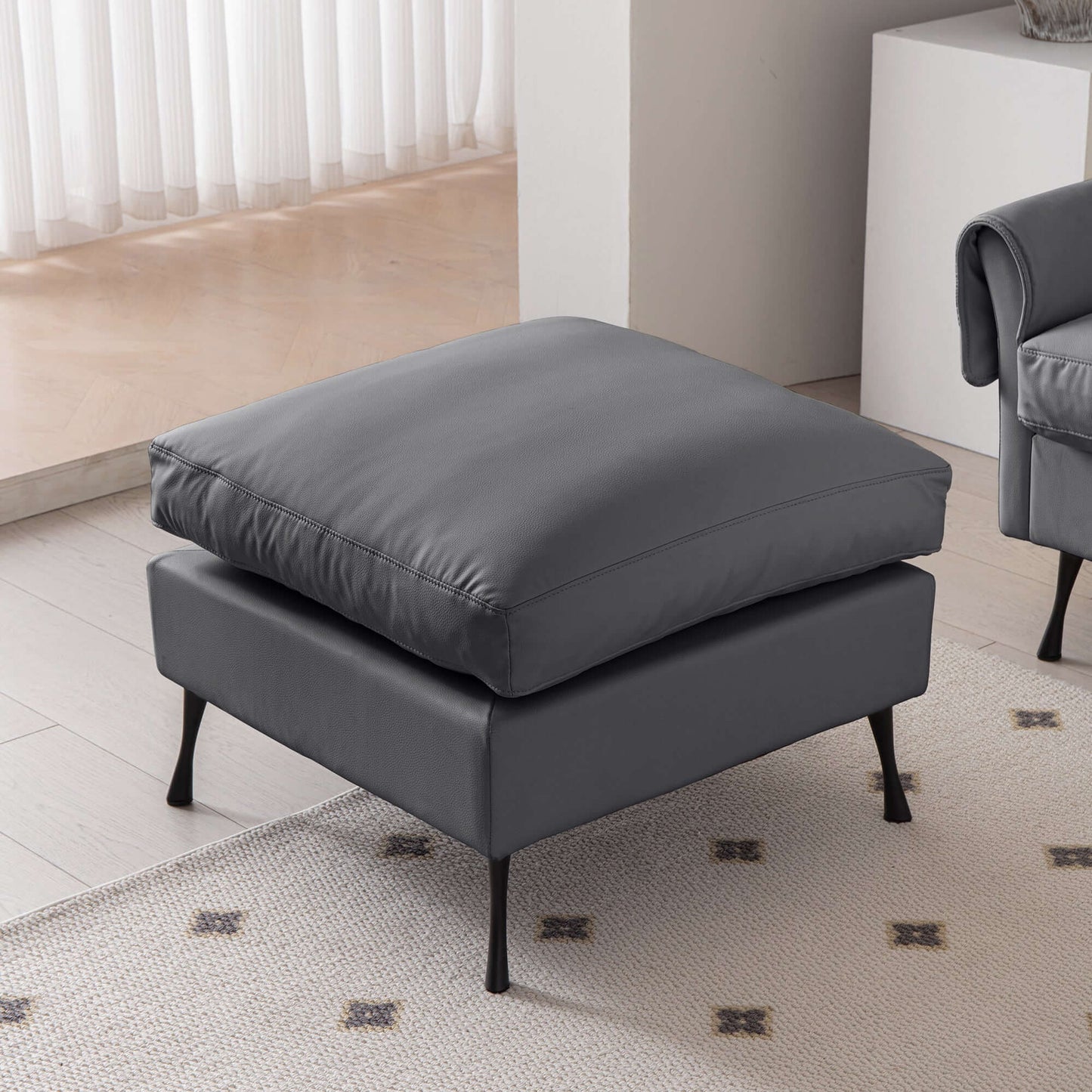 [VIDEO] provided]104.5"Modern Sectional Technical leather L-Shaped Sofa Couch with Convertible Ottoman