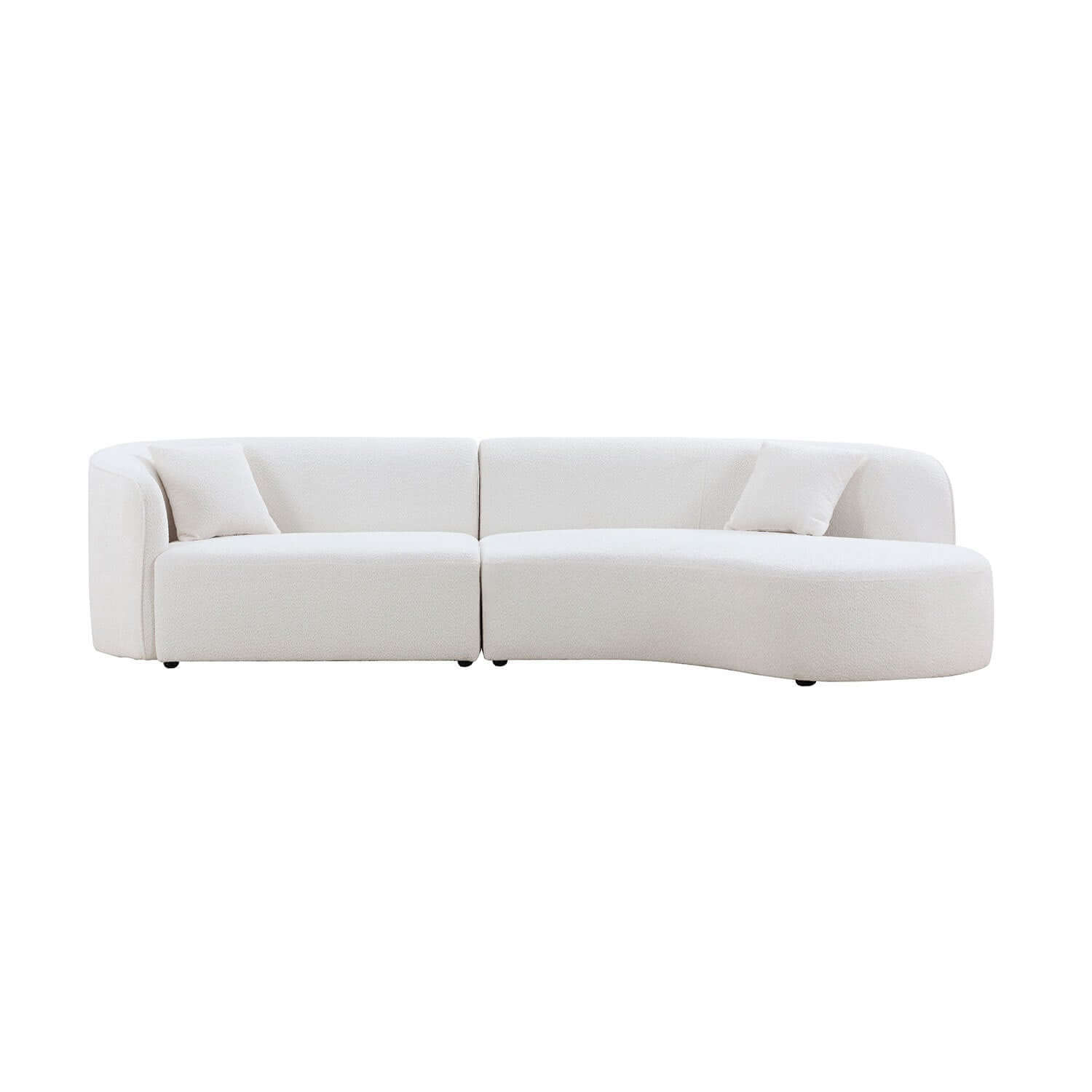 Luxury Modern Style Living Room Upholstery Curved Sofa with Chaise 2-Piece Set, Right Hand Facing Sectional, Boucle Couch, White