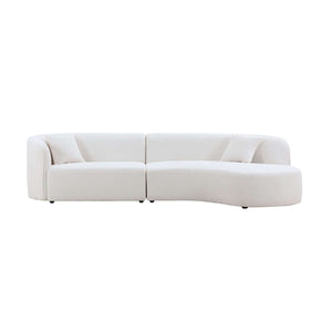 Luxury Modern Style Living Room Upholstery Curved Sofa with Chaise 2-Piece Set, Right Hand Facing Sectional, Boucle Couch, White