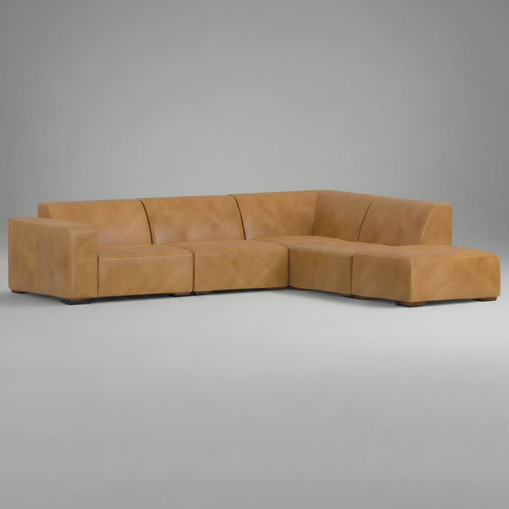 Brown sectional sofa on a white background