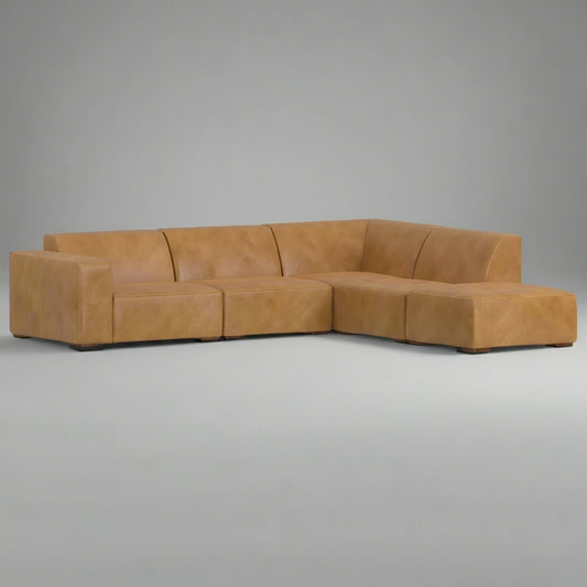 Brown sectional sofa on a white background