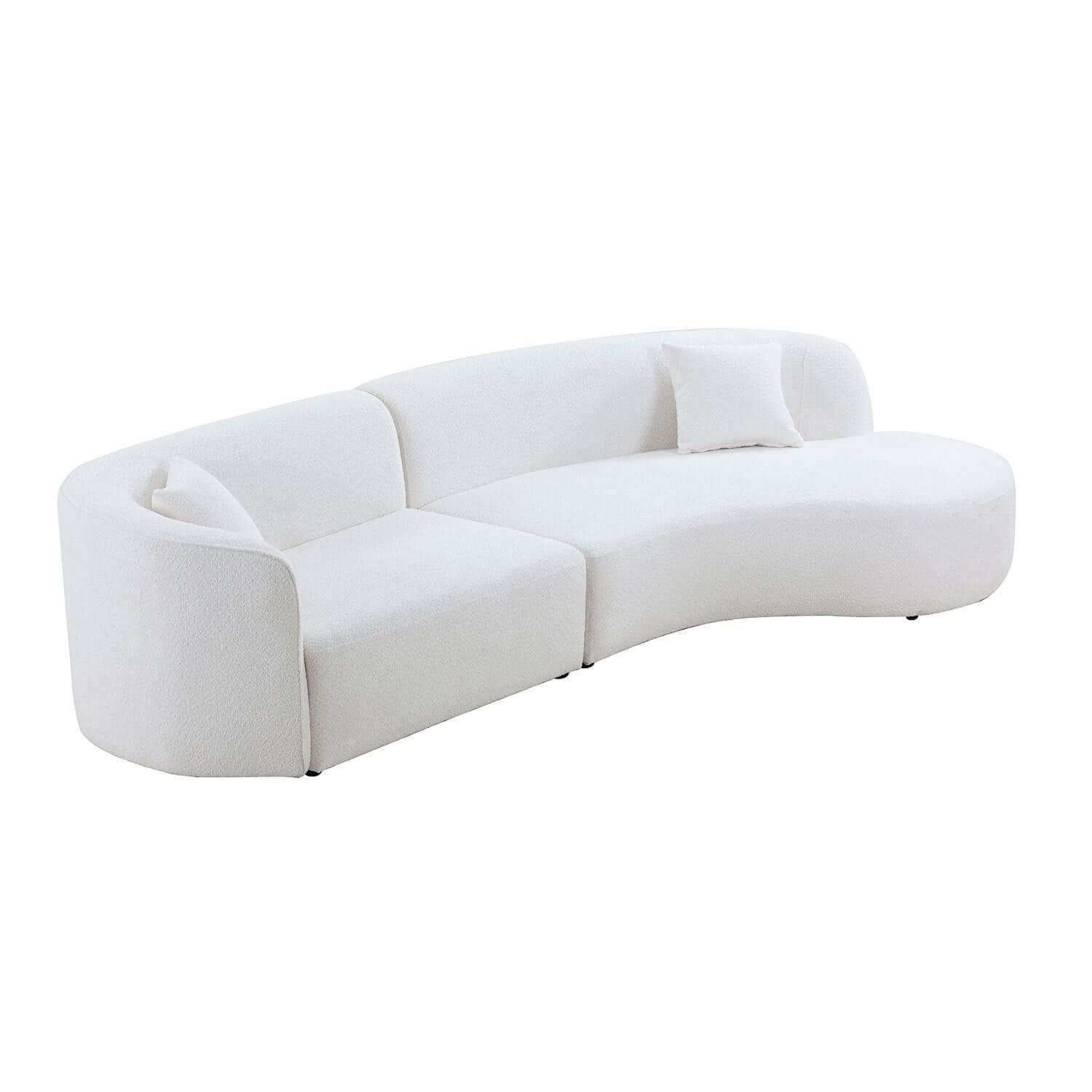 Luxury Modern Style Living Room Upholstery Curved Sofa with Chaise 2-Piece Set, Right Hand Facing Sectional, Boucle Couch, White