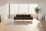 Silchester Oak & Distress Chocolate Top Grain Leather Sofa