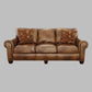 Rustic Styled Leather Sofa - Premium Construction, Top-Grain Leather - Eight-Way Hand-Tied Springs, Nail-Head Trim, Contrasting Pillows