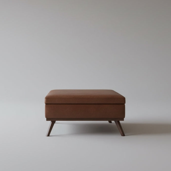 Owen - Square Coffee Table Storage Ottoman - Distressed Saddle Brown