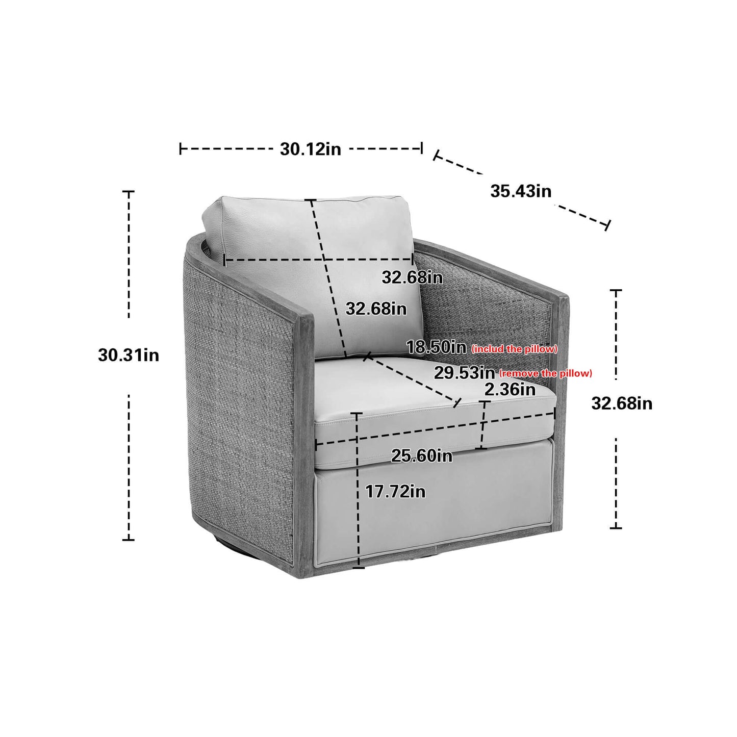 COOLMORE Swivel Barrel Chair, Comfy Round Accent Sofa Chair for Living Room, 360 Degree Swivel Barrel Club Chair, Leisure Arm Chair for Nursery, Hotel, Bedroom, Office, Lounge