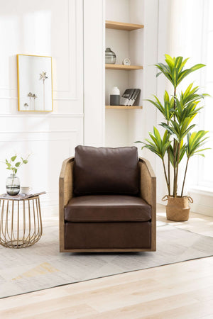 COOLMORE Swivel Barrel Chair, Comfy Round Accent Sofa Chair for Living Room, 360 Degree Swivel Barrel Club Chair, Leisure Arm Chair for Nursery, Hotel, Bedroom, Office, Lounge