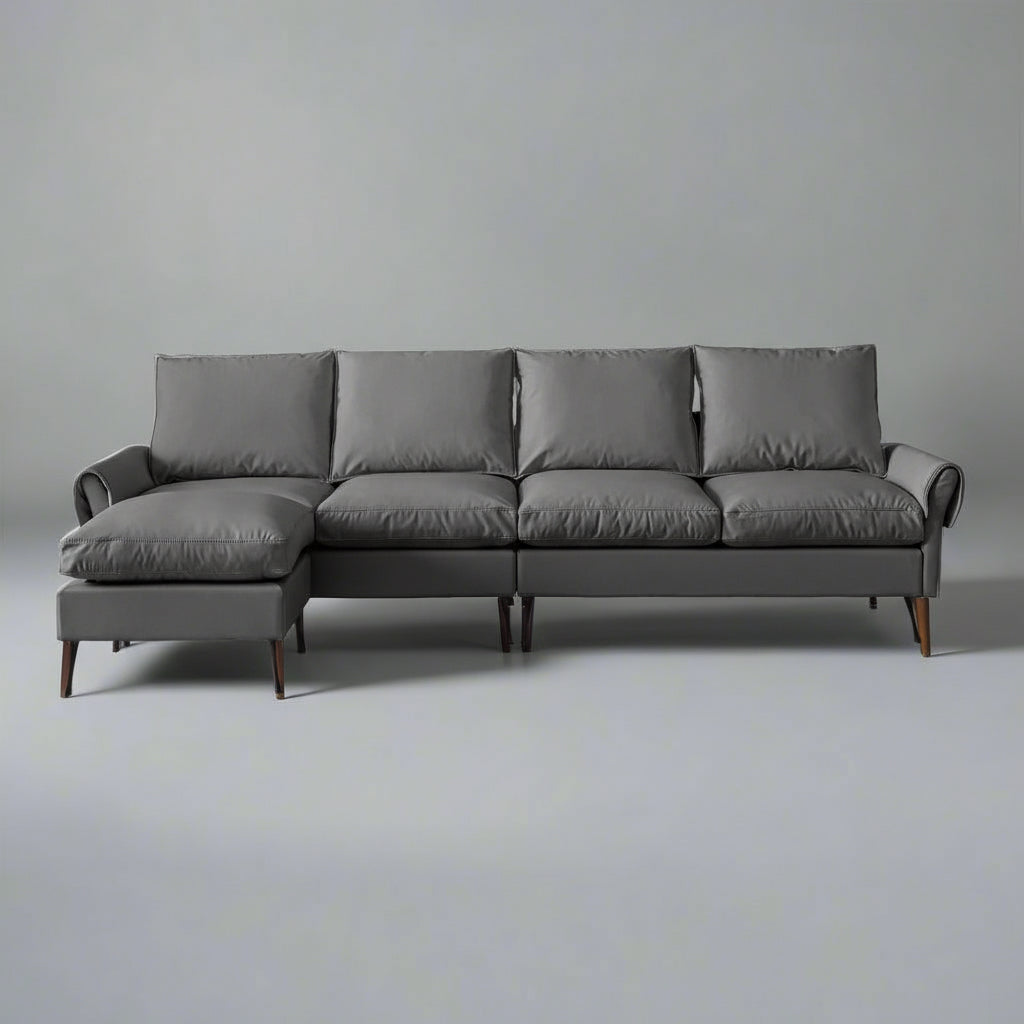 [VIDEO] provided]104.5"Modern Sectional Technical leather L-Shaped Sofa Couch with Convertible Ottoman