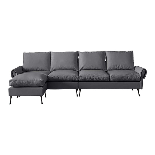 [VIDEO] provided]104.5"Modern Sectional Technical leather L-Shaped Sofa Couch with Convertible Ottoman