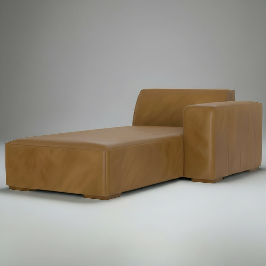 Brown leather sectional sofa on a white background