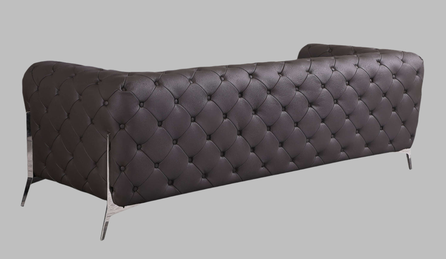 Global United Transitional Top Grain 100% Italian Leather Upholstered Sofa