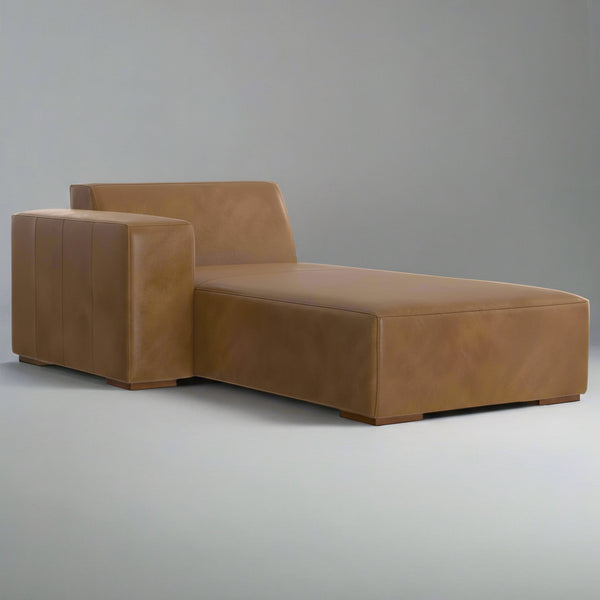 Brown leather sectional sofa on a white background