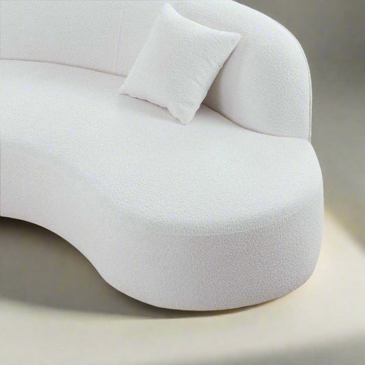 Luxury Modern Style Living Room Upholstery Curved Sofa with Chaise 2-Piece Set, Right Hand Facing Sectional, Boucle Couch, White