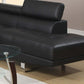 Black Color Sectional Living Room Furniture Faux Leather Adjustable Headrest Right Facing Chaise & Left Facing Sofa