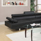 Black Color Sectional Living Room Furniture Faux Leather Adjustable Headrest Right Facing Chaise & Left Facing Sofa