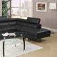 Black Color Sectional Living Room Furniture Faux Leather Adjustable Headrest Right Facing Chaise & Left Facing Sofa