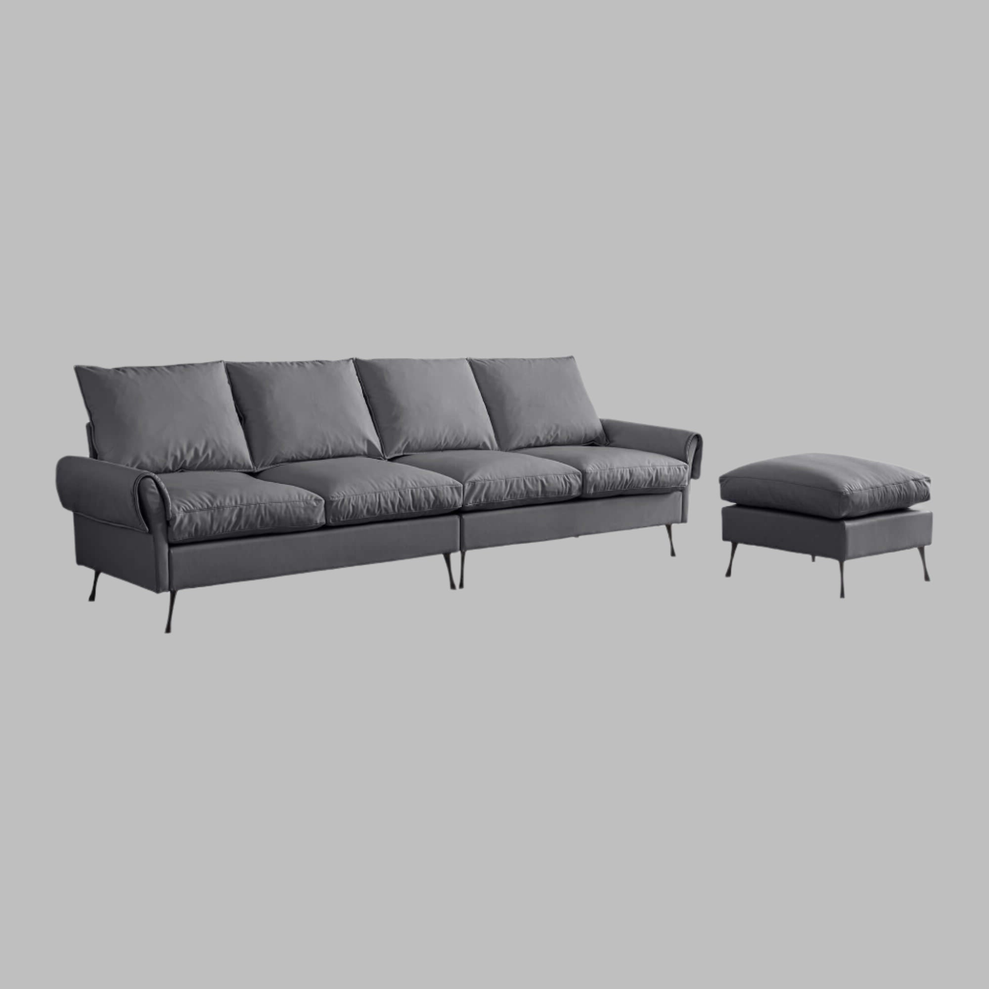 [VIDEO] provided]104.5"Modern Sectional Technical leather L-Shaped Sofa Couch with Convertible Ottoman