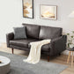65'' Faux leather Sofas for Living Room, Black Couch Loveseat Small Spaces Bedroom with Solid Wooden Frame and Padded Cushion, Mid Century Modern Decor Love Seats Furniture, Black