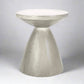 Concrete side table with a unique design on a light gray background