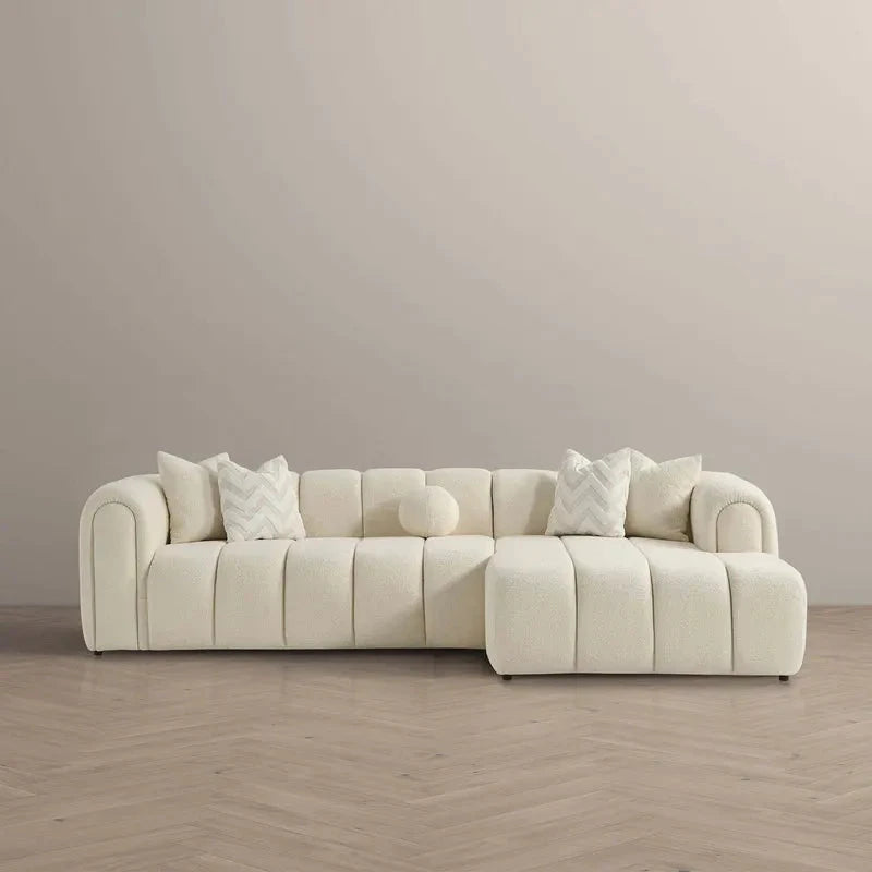 BEATRICE Modern Tufted Ivory Boucle Right Sectional Sofa — product image 1