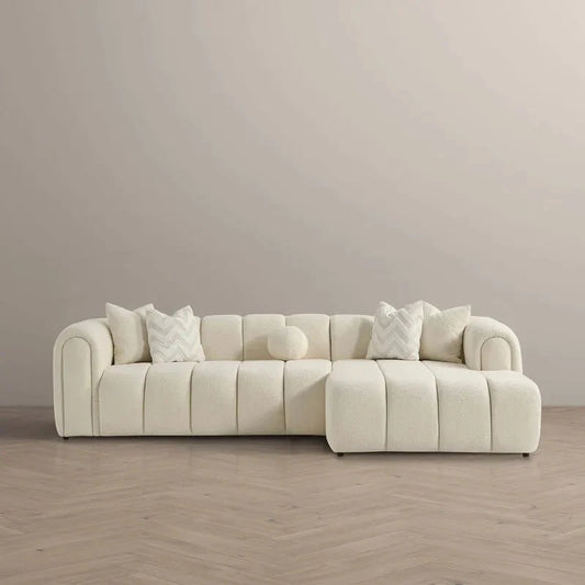 BEATRICE Modern Tufted Ivory Boucle Right Sectional Sofa — product image 1