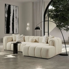 BEATRICE Modern Tufted Ivory Boucle Right Sectional Sofa