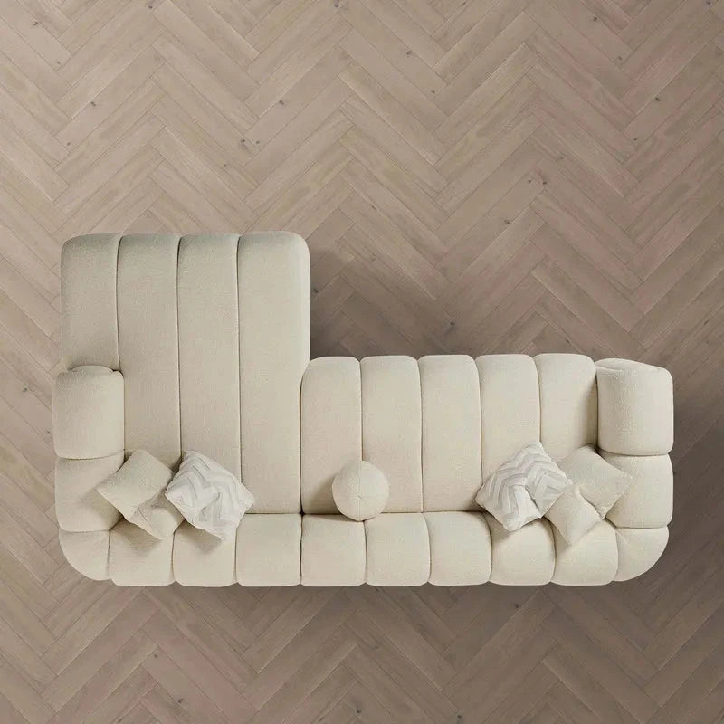 BEATRICE Modern Tufted Ivory Boucle Right Sectional Sofa — product image 2