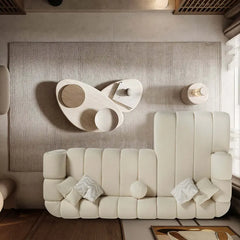 BEATRICE Modern Tufted Ivory Boucle Right Sectional Sofa