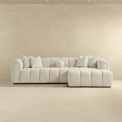 BEATRICE Modern Tufted Ivory Boucle Right Sectional Sofa