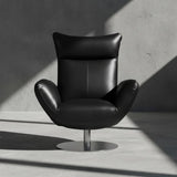 Black leather armchair on a white background