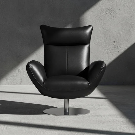 Black leather armchair on a white background