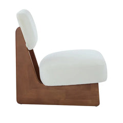MOGLEY Minimalist Beige Lounge Chair With Walnut Finish