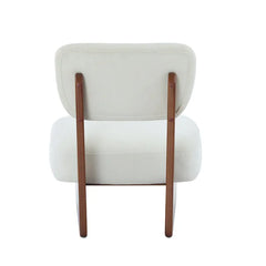 MOGLEY Minimalist Beige Lounge Chair With Walnut Finish