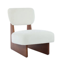 MOGLEY Minimalist Beige Lounge Chair With Walnut Finish